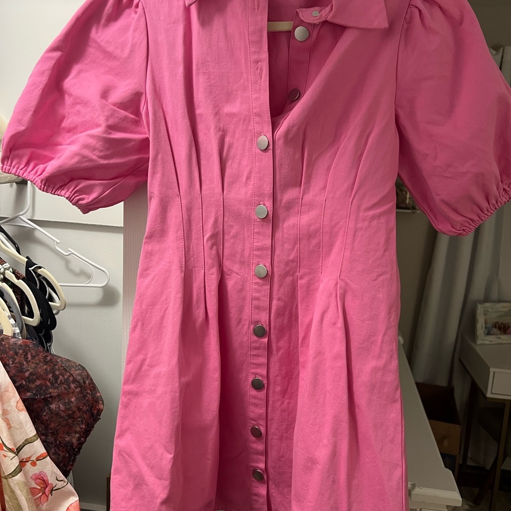 Pink Button-Up Mini Dress